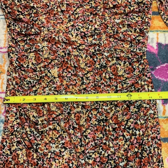 Pretty Little Thing Multi Floral Chiffon Double Ruched Bodycon Dress Shabby Chic - Picture 10 of 13